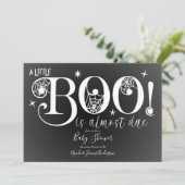 Invitation BOO noir & blanc Baby shower élégant (Debout devant)
