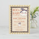 Invitation Boo-tiful ghost retro stamp Halloween baby shower (Debout devant)