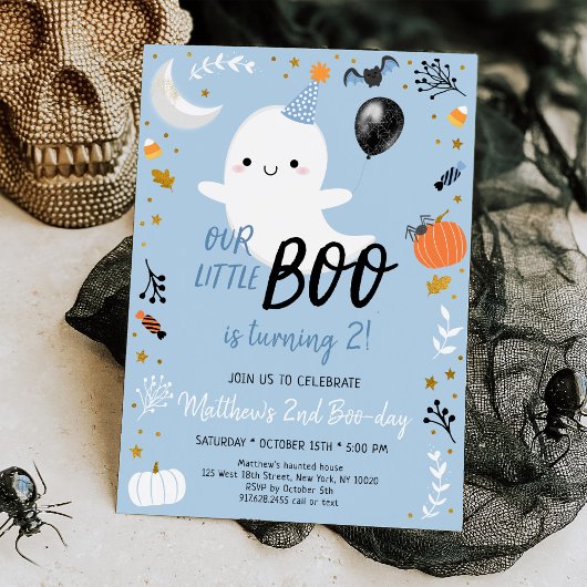 Invitation Boo Turin Deux Fantômes Bleus Halloween Anniversai