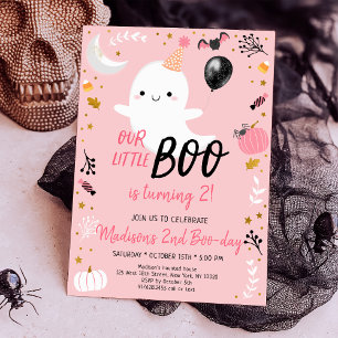 Invitation Boo Turin Deux Fantômes Roses Halloween Anniversai