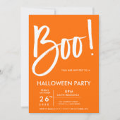 Invitation Boo typographie orange Halloween stars du parti (Devant)