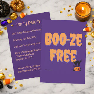 Invitation Boo‑ze sans alcool Soirée Halloween sobre