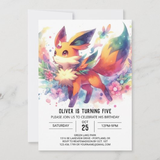 Invitation Boodland Boho Fox Anniversaire (Devant)