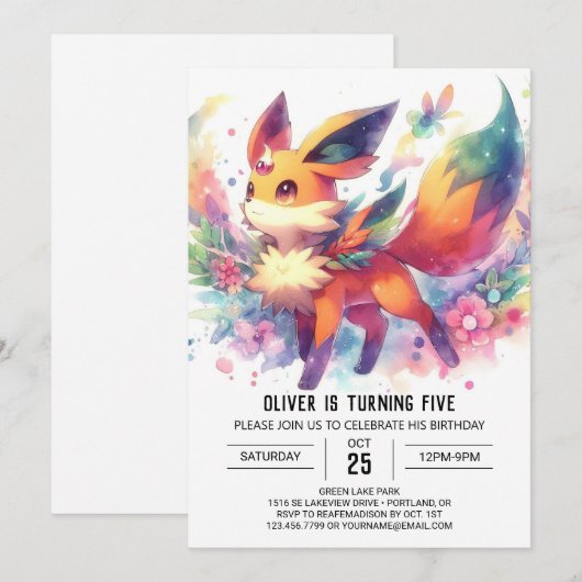 Invitation Boodland Boho Fox Anniversaire (Devant / Derrière)