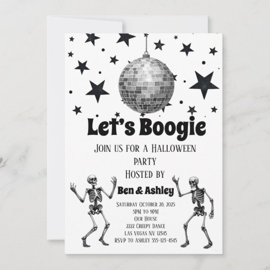 Invitation Boogie Dance Disco Ball Halloween Party (Devant)