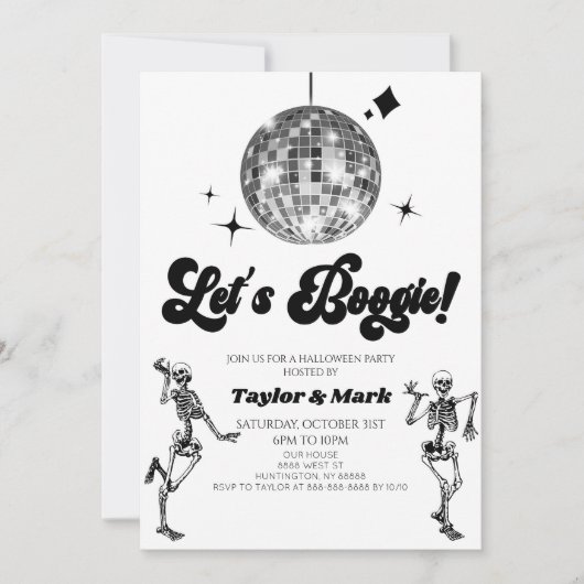 Invitation Boogie ! Skeletons de boules Disco Fête d'Hallowee (Devant)