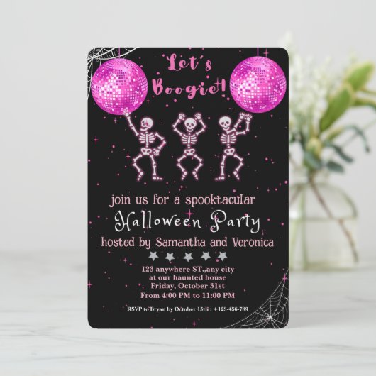 Invitation Boogie ! Soirée d'Halloween Disco Noir et Rose (Debout devant)