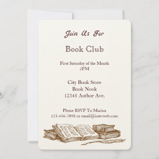 Invitation Book Club Art Vintage Inviations sur mesure