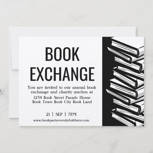 Invitation Book Exchange Black White Kraft (Devant)