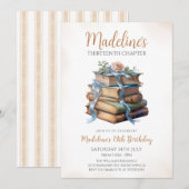 Invitation Book floral Girl Birthday (Devant / Derrière)