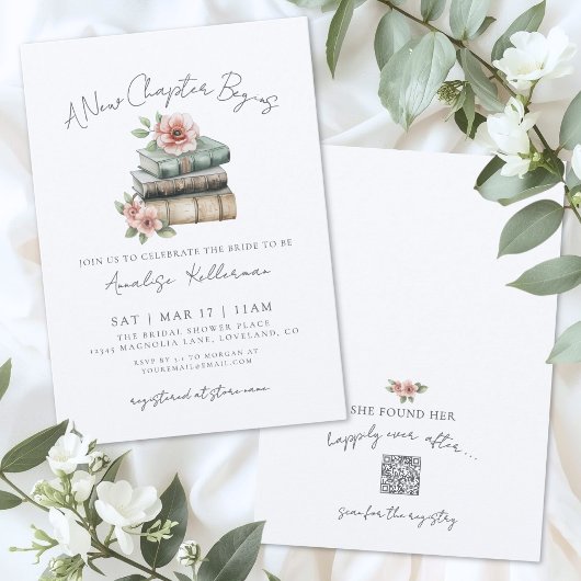 Invitation Book New Chapter Floral Bridal Shower