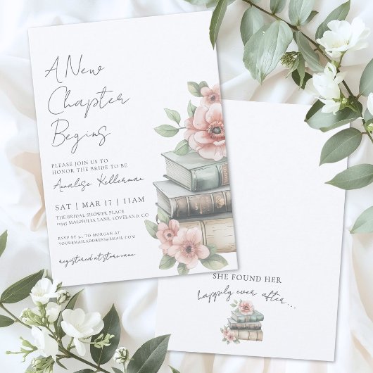 Invitation Book New Chapter Floral Bridal Shower