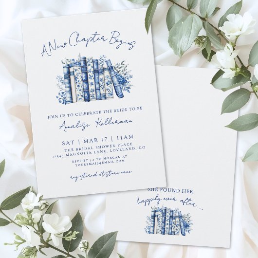 Invitation Book New Chapter Floral Bridal Shower