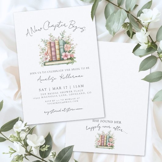 Invitation Book New Chapter Floral Bridal Shower