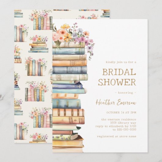 Invitation Book Themed Bridal Shower (Devant / Derrière)