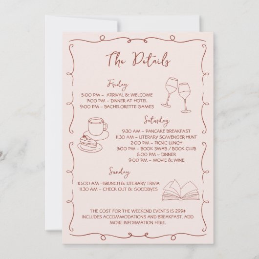Invitation Bookish Hand Drake Bachelorette Weekend (Dos)