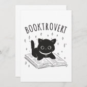 Invitation Booktrovert chat avec livre et étoiles (Devant / Derrière)