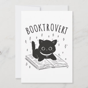 Invitation Booktrovert chat avec livre et étoiles