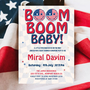 Invitation Boom Boom Bébé Fête du 4 juillet Baby Shower
