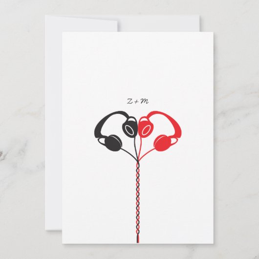 Invitation Boombox Indie Mixtape Mariage rouge / noir (Dos)