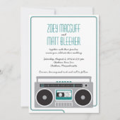 Invitation Boombox Indie Mixtape Mariage (Turquoise / Argent (Devant)