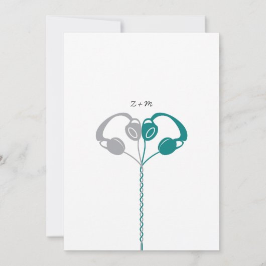 Invitation Boombox Indie Mixtape Mariage (Turquoise / Argent (Dos)