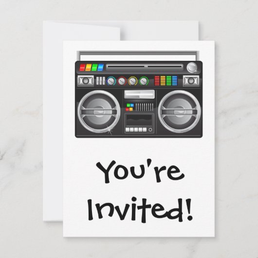 Invitation boombox rétro graveur graphique (Devant)