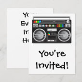 Invitation boombox rétro graveur graphique (Devant / Derrière)