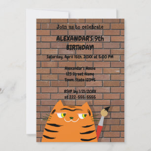 Invitation Booo The Cat, Joli Anniversaire de enfant de tigre