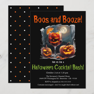 Invitation "Boos and Booze" Cocktail Halloween Bash Party