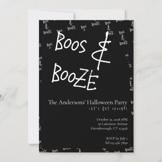 Invitation Boos and Booze Halloween Party (Devant)
