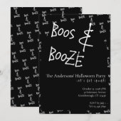 Invitation Boos and Booze Halloween Party (Devant / Derrière)