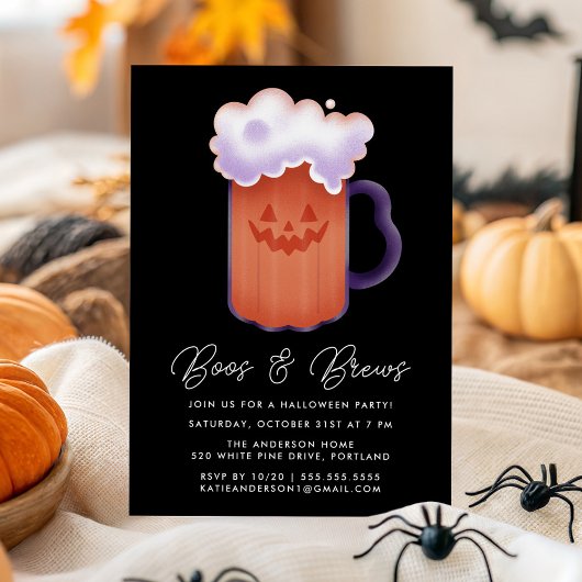 Invitation Boos and Brews Citrouille Beer Halloween Party