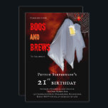 Invitation Boos and Brews Ghost Halloween 21e fête d'annivers<br><div class="desc">"Boos and Brews" fantôme tenant une bière stein 21st Birthday Party design. Conception composite par Holiday Hearts Designs.</div>