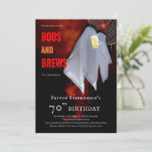 Invitation Boos and Brews Ghost Halloween 70e fête d'annivers (Debout devant)