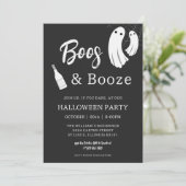 Invitation Boos & Booze Adulte Halloween Chic Black Invitatio (Debout devant)