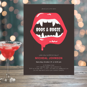 Invitation Boos & Booze Amusement Halloween 80e fête d'annive