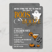 Invitation Boos & Booze Halloween Party (Devant / Derrière)