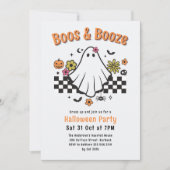 Invitation Boos & Booze Retro Ghost Halloween Costume Party (Devant)