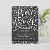Invitation Boos & Booze Vintage Chalk Élégant Soirée Hallowee (Debout devant)