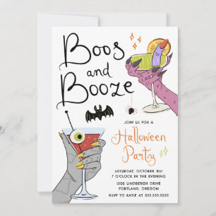 Invitation Boos et Boissons Cocktails Sombres Soirée Hallowee