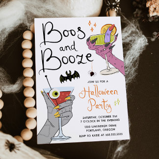 Invitation Boos et Boissons Cocktails Sombres Soirée Hallowee