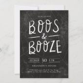 Invitation Boos et Booze Chalk Hand Lettré Halloween Party (Devant)