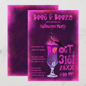 Invitation Boos et Booze Cocktail Éffrayant Boire Halloween (Devant / Derrière)