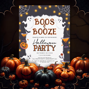 Invitation Boos et Booze fête d'Halloween pour adultes