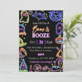 Invitation Boos Et Booze Feu D'Halloween Foncé (Debout devant)