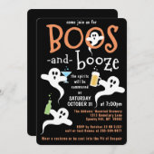 Invitation Boos et Booze Halloween Party mignon Éffrayant fan (Devant / Derrière)