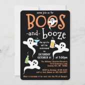 Invitation Boos et Booze Halloween Party mignon Éffrayant fan (Devant)