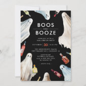 Invitation Boos et Booze | Soirée d'Halloween moderne foncé p (Devant)