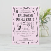 Invitation Boos et vaches roses Whimsical Soirée d'Halloween (Debout devant)